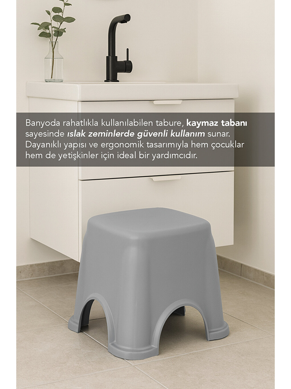 Gri Kaymaz Banyo Taburesi-2