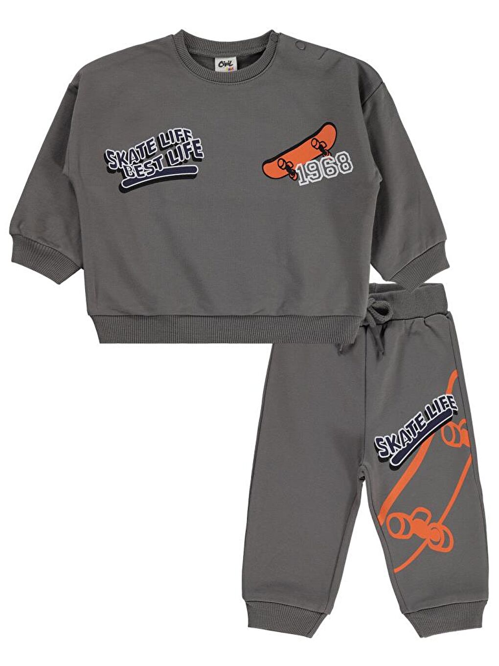 Gri Baby Baskılı 2'li 6-18 Ay Takım-2