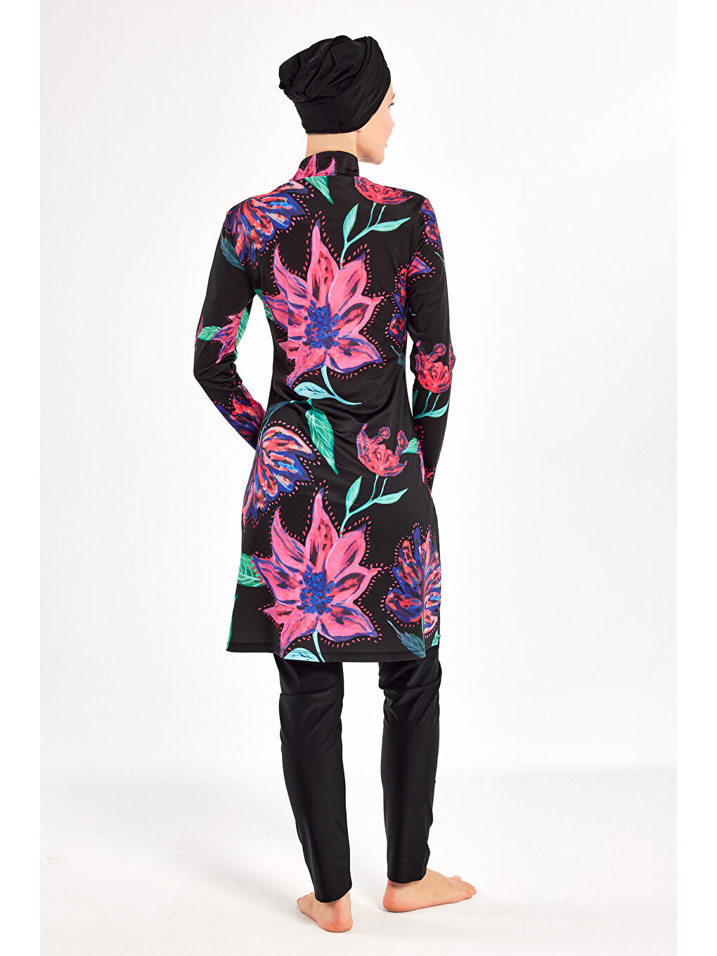 UV Korumalı Elastanlı Tam Kapalı Tesettür Mayo 1101 Siyah03-3