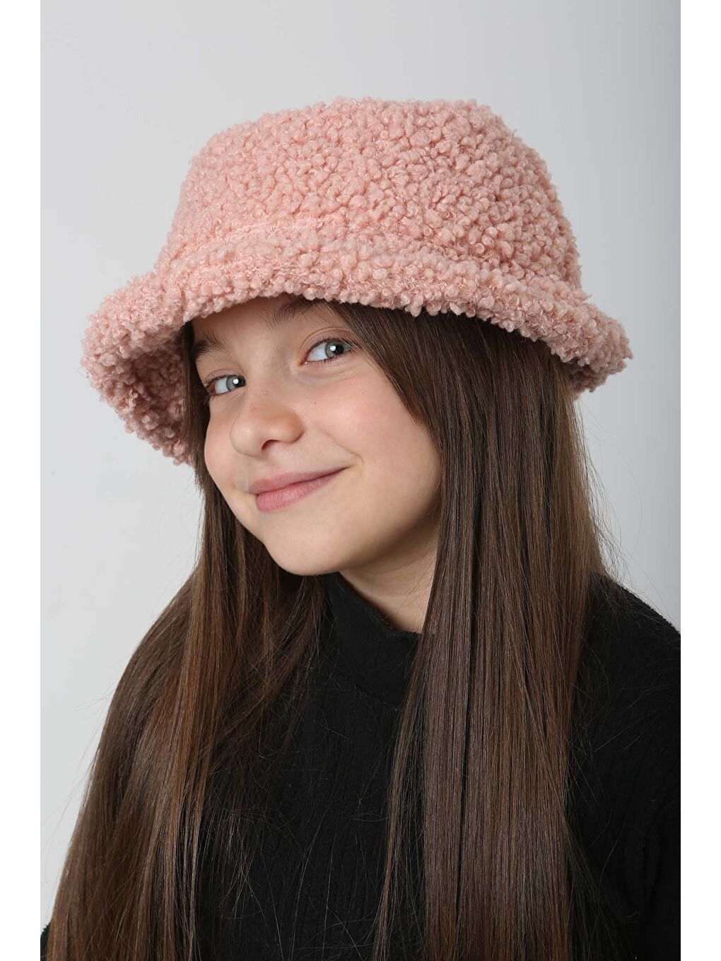 Remsa Pembe Çocuk Kıvırcık Pelüş Bucket Şapka RKŞ Ç 10 Pudra - 2