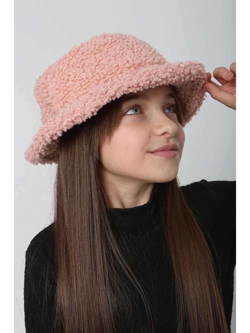 Remsa Pembe Çocuk Kıvırcık Pelüş Bucket Şapka RKŞ Ç 10 Pudra - 3