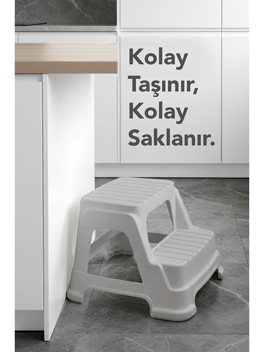 Gri 2 Basamaklı Merdiven Tabure-4