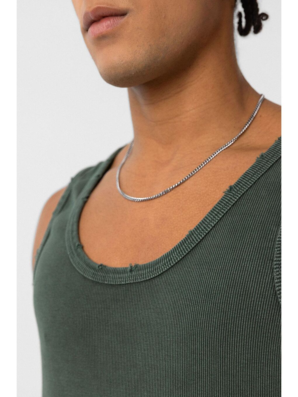 Yıkamalı Tank Top Kaşkorse Kolsuz Tişört Yeşil-4