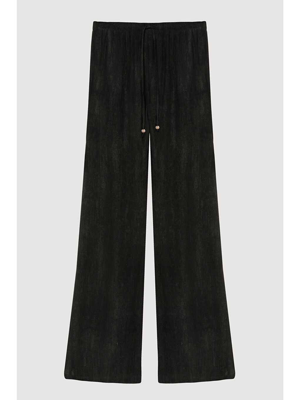 Beli Lastikli Desenli Bol Paça Pantolon Siyah