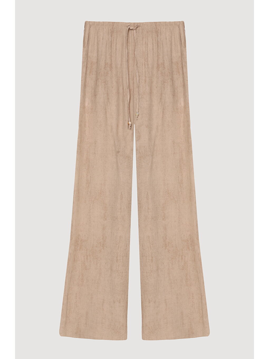 Beli Lastikli Desenli Bol Paça Pantolon Bej