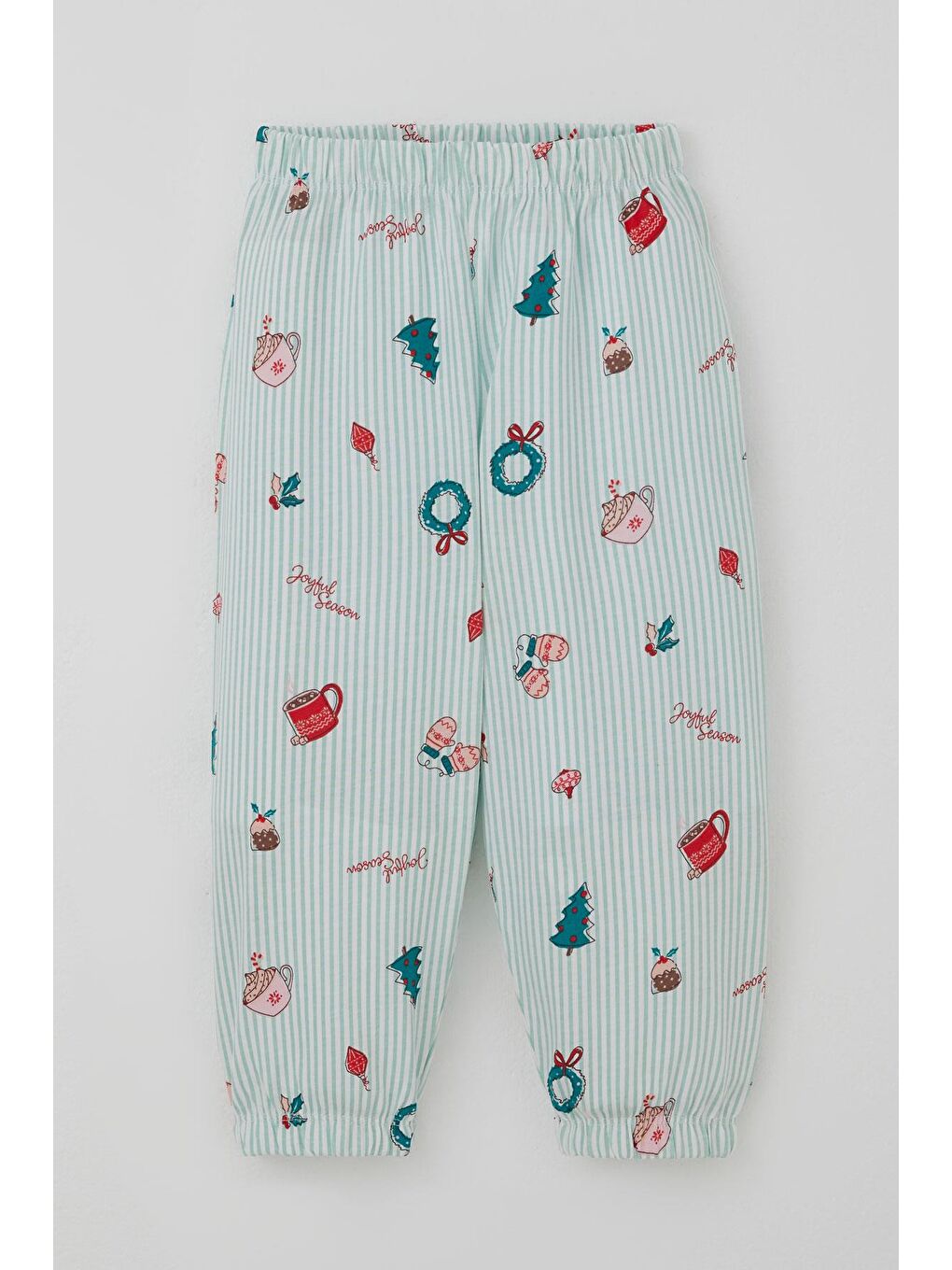 Turkuaz Kız Bebek Pijama Takımı Neşeli Sezon Yılbaşı Temalı Su Yeşili (9 Ay-3 Yaş)-2