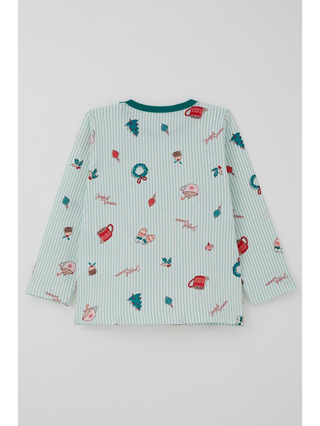 Turkuaz Kız Bebek Pijama Takımı Neşeli Sezon Yılbaşı Temalı Su Yeşili (9 Ay-3 Yaş)-3