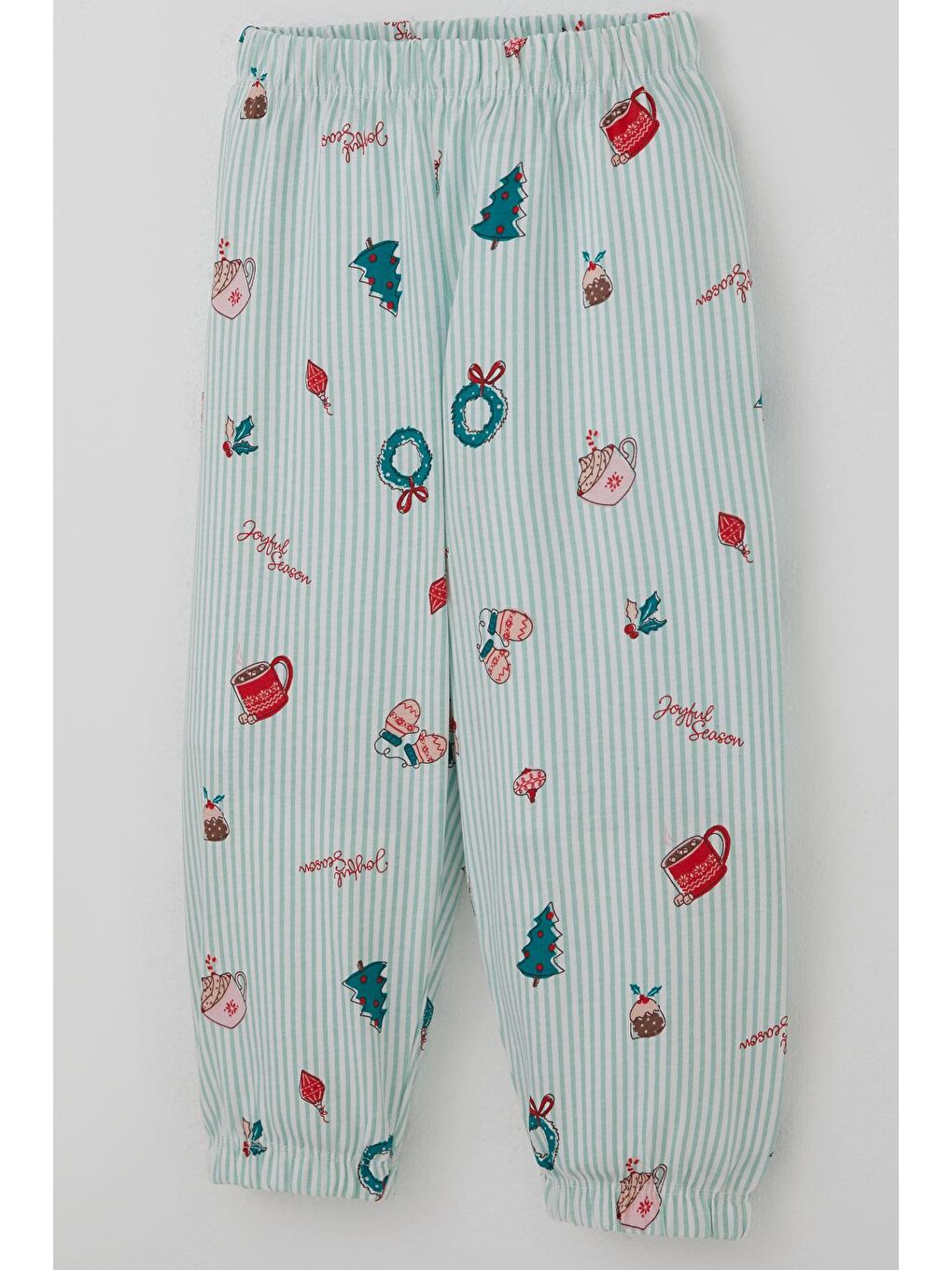 Turkuaz Kız Bebek Pijama Takımı Neşeli Sezon Yılbaşı Temalı Su Yeşili (9 Ay-3 Yaş)-6