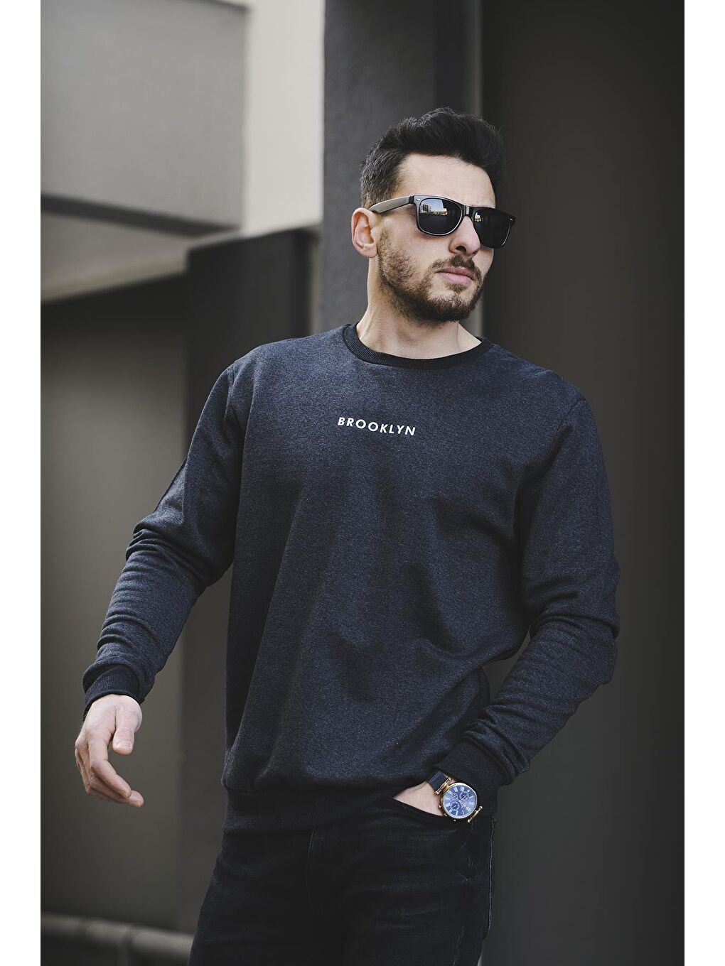 Gri Lgg Brooklyn Comfort Pamuklu Erkek Sweatshirt