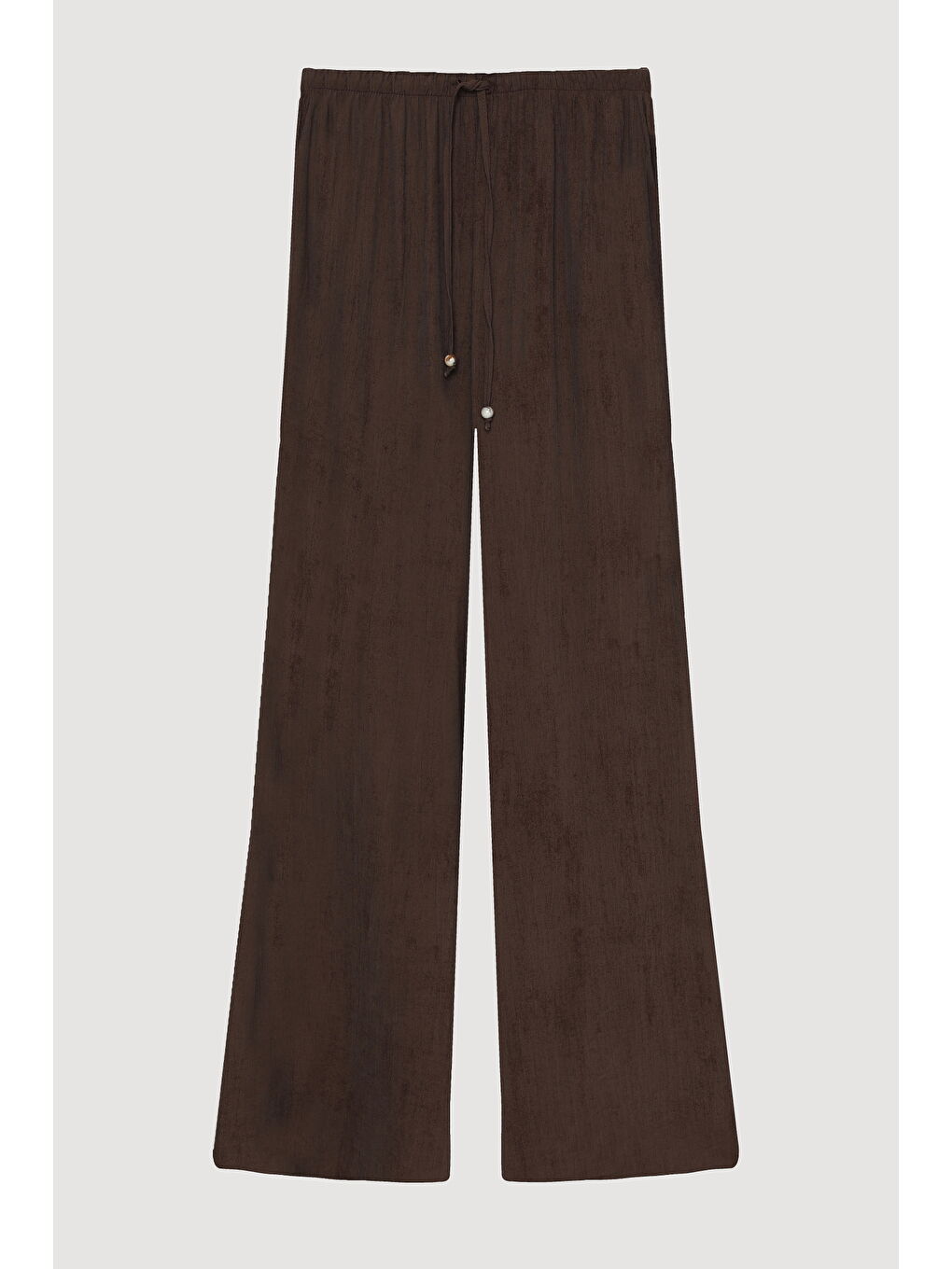 Beli Lastikli Desenli Bol Paça Pantolon Kahverengi