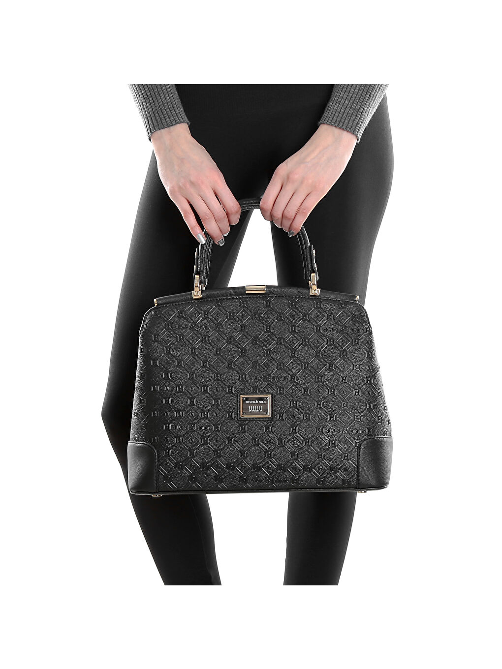 Siyah Kadın Omuz Çantası 706-10488 SILVER POLO M46 SİYAH-MAT SİYAH