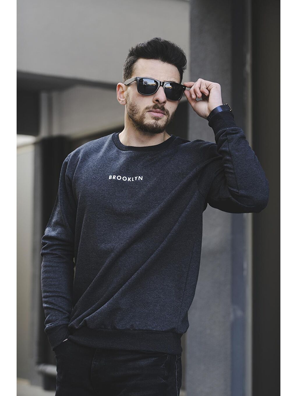 Gri Lgg Brooklyn Comfort Pamuklu Erkek Sweatshirt-1