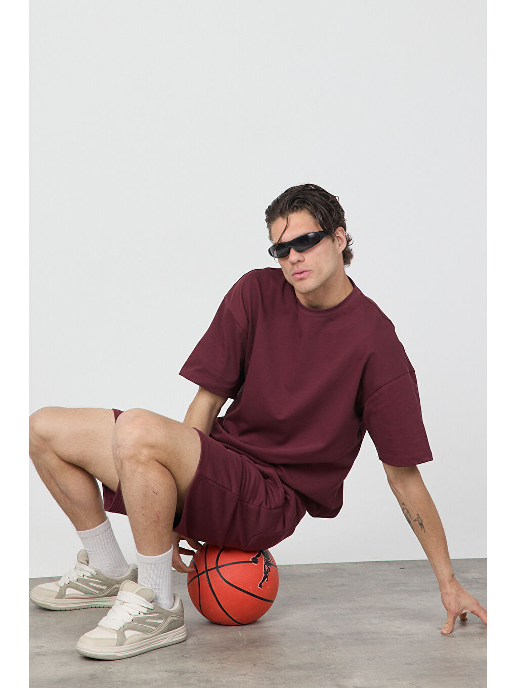 Erkek Chill Boxy Premium Bordo Tişört-1