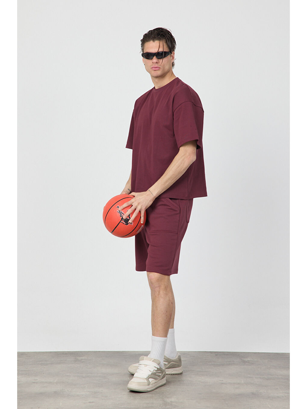 Erkek Chill Boxy Premium Bordo Tişört-2