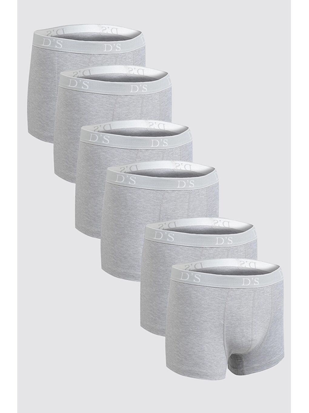 Gri Beli Lastikli Marka Logolu Elastanlı Esneyebilen 6 Lı Boxer Set