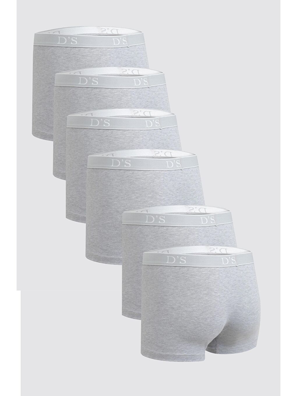 Gri Beli Lastikli Marka Logolu Elastanlı Esneyebilen 6 Lı Boxer Set-1