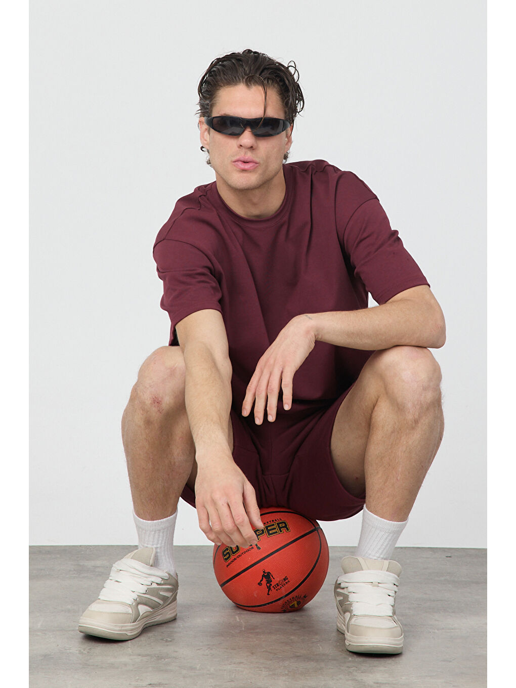 Erkek Chill Boxy Premium Bordo Tişört-3