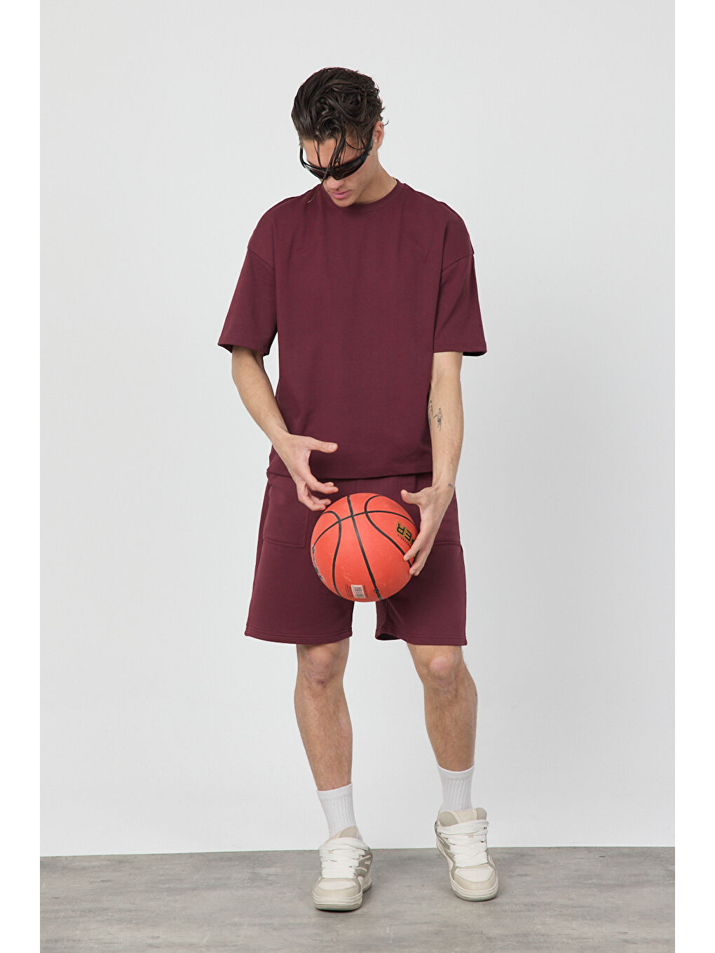 Erkek Chill Boxy Premium Bordo Tişört-4