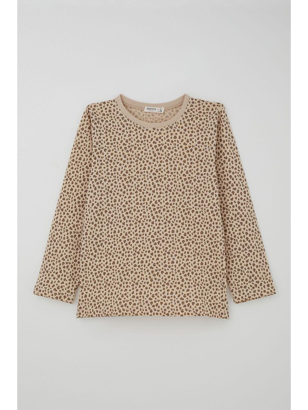 Kız Çocuk Pijama Takımı Leopar Desenli Bej (4-7 Yaş)-1