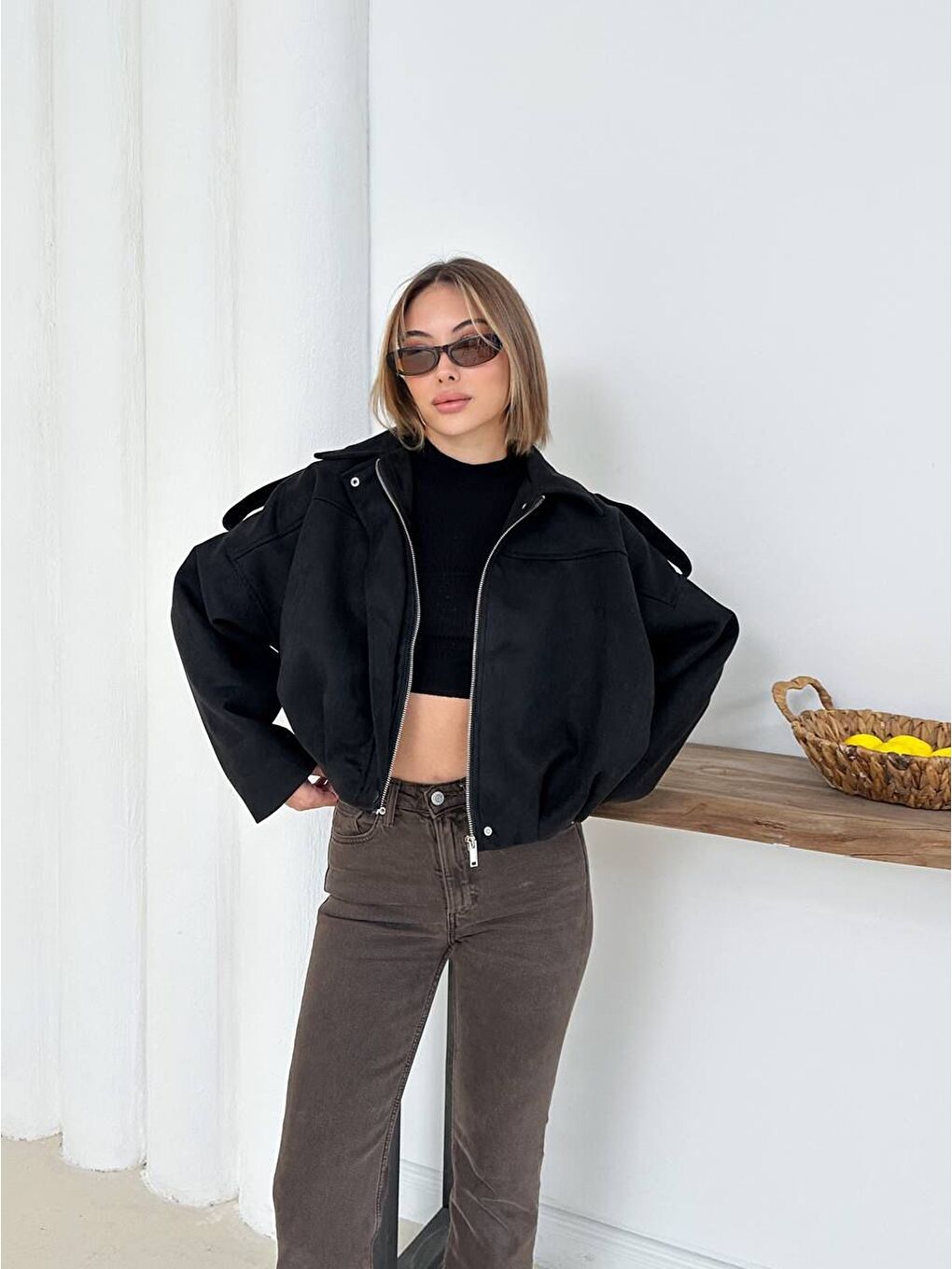 Siyah Süet Bomber Ceket-2