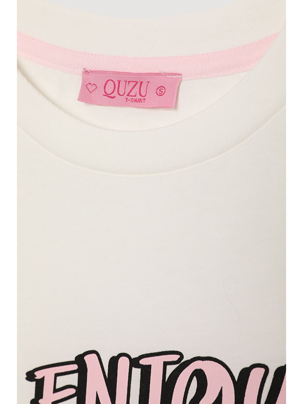 Renkli Baskılı Kısa Kol Tişört Ekru-1