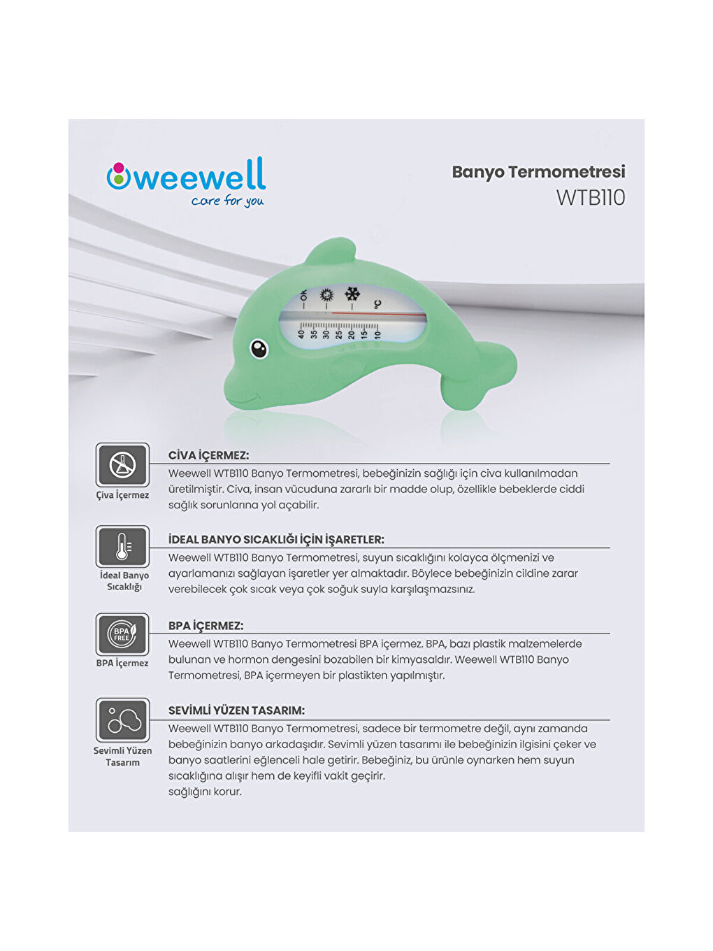 WTB110 Banyo Termometresi (Yeşil)-2