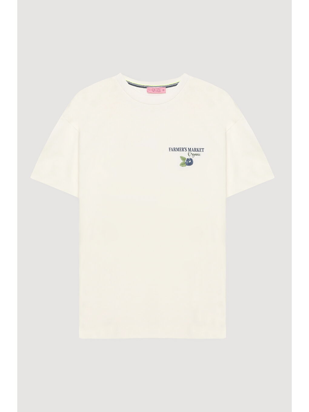 Yaban Mersini Baskılı Tişört Ekru