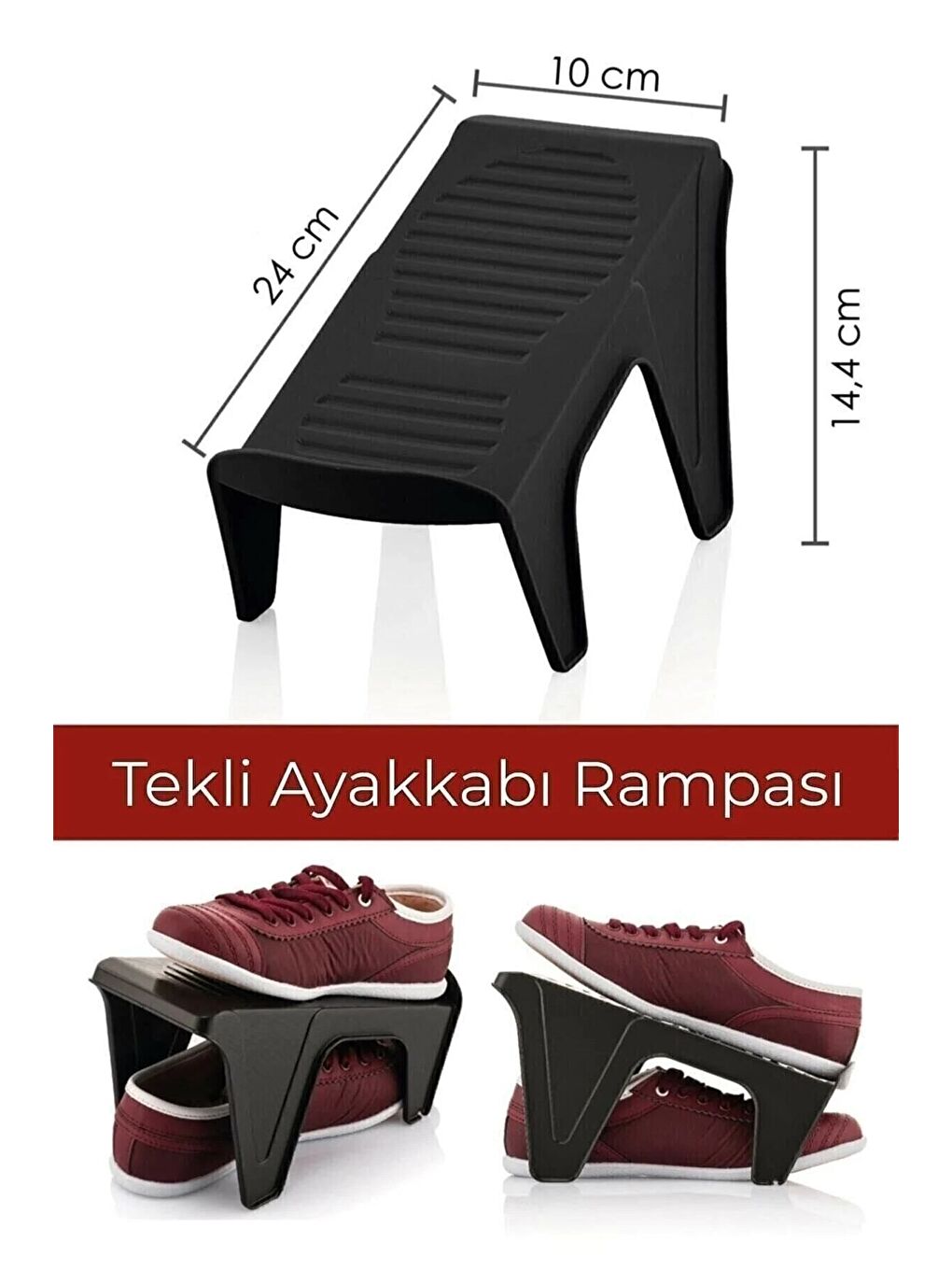 Siyah 20 Adet Tekli Ayakkabı Düzenleyici Rampa-1