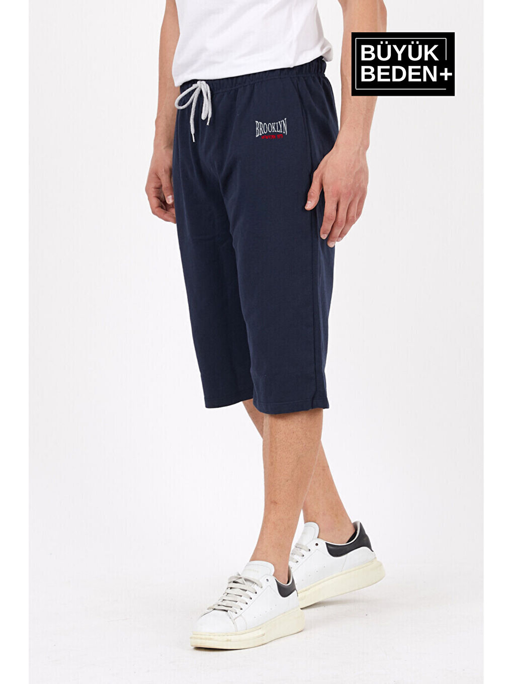 Lacivert Erkek  N.Brooklyn Baskılı Slim Fit Kalıp Büyük Beden Şort SPR25BSR089