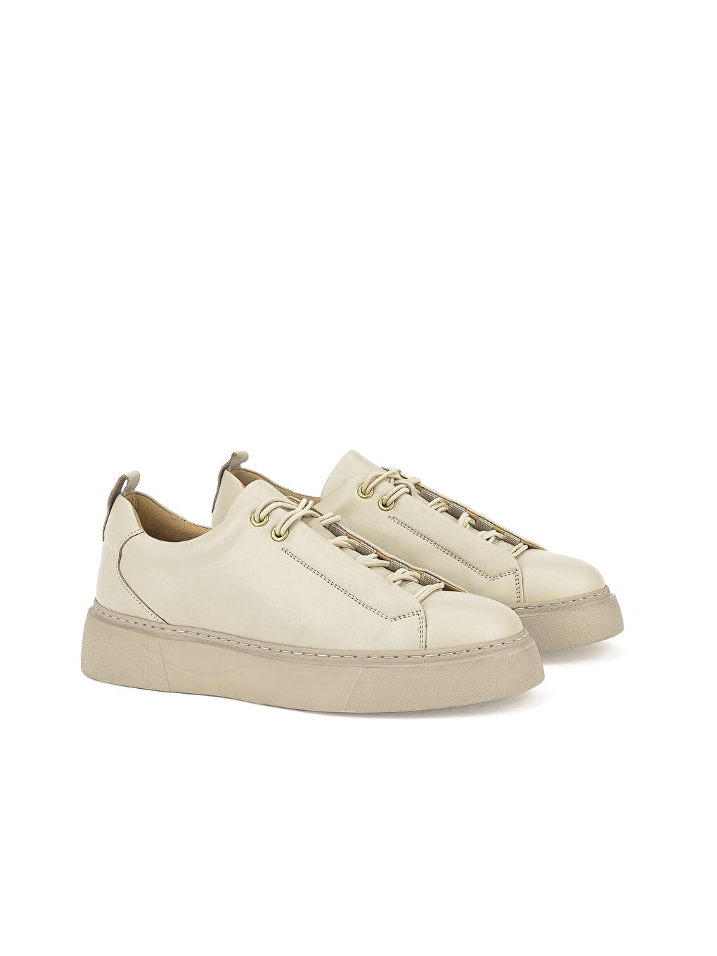 Bej Kadın Hakiki Deri Günlük Sneaker-1