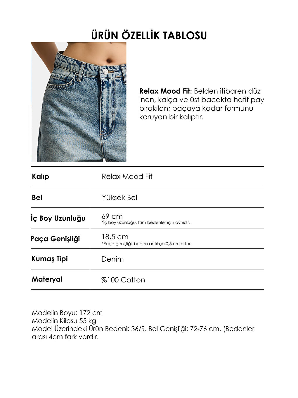 Mavi Kadın Jean Rengi 4s6-32 Relax Fit %100 Pamuk Denim Jean-3