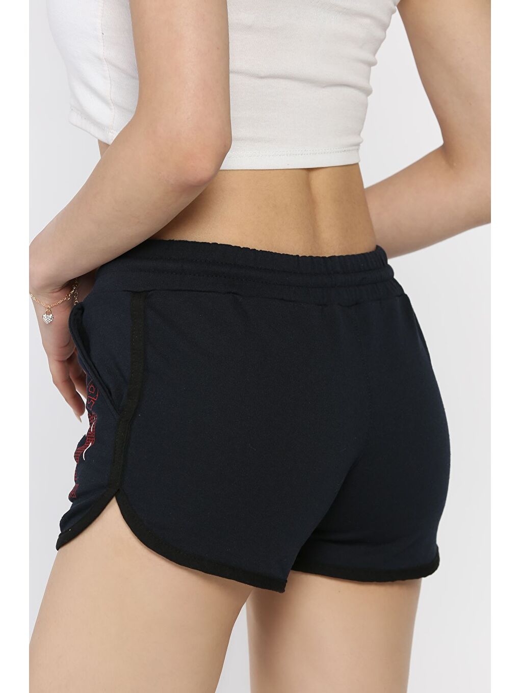 Lacivert Baskılı Kadın Mini Şort-2