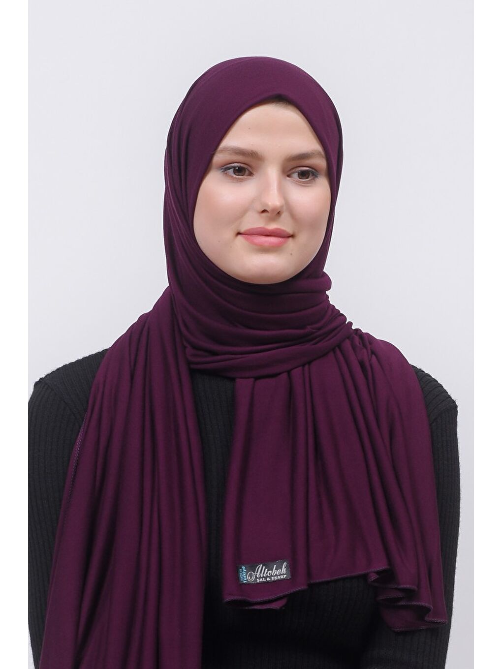 Mürdüm Tesettür Düz Penye Şal