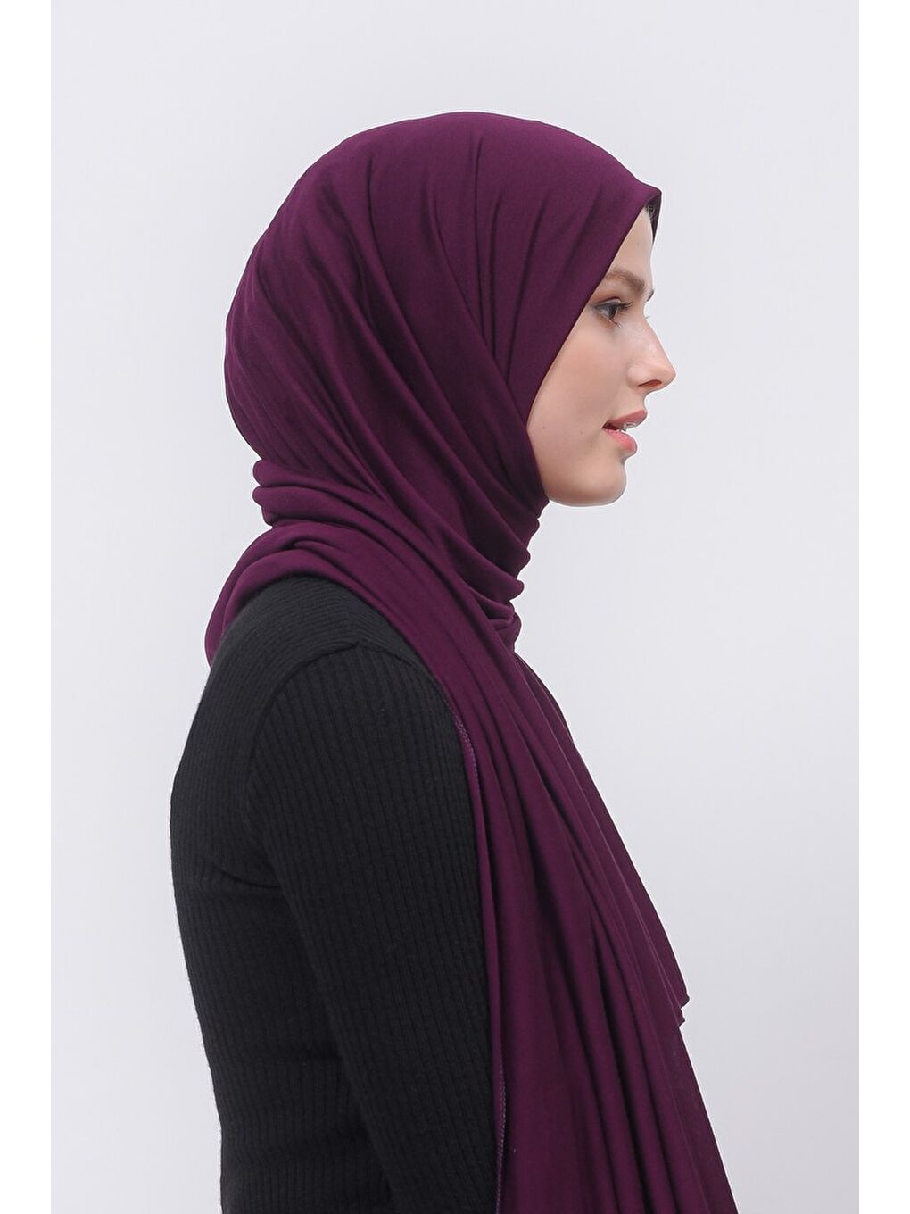 Mürdüm Tesettür Düz Penye Şal-2