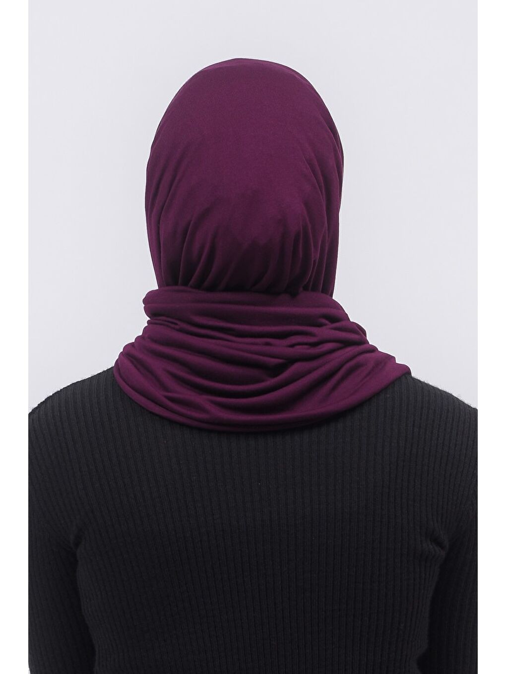 Mürdüm Tesettür Düz Penye Şal-4