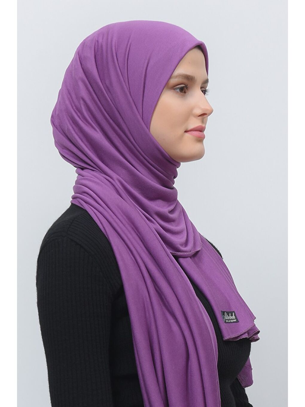 Mor Tesettür Düz Penye Şal-3