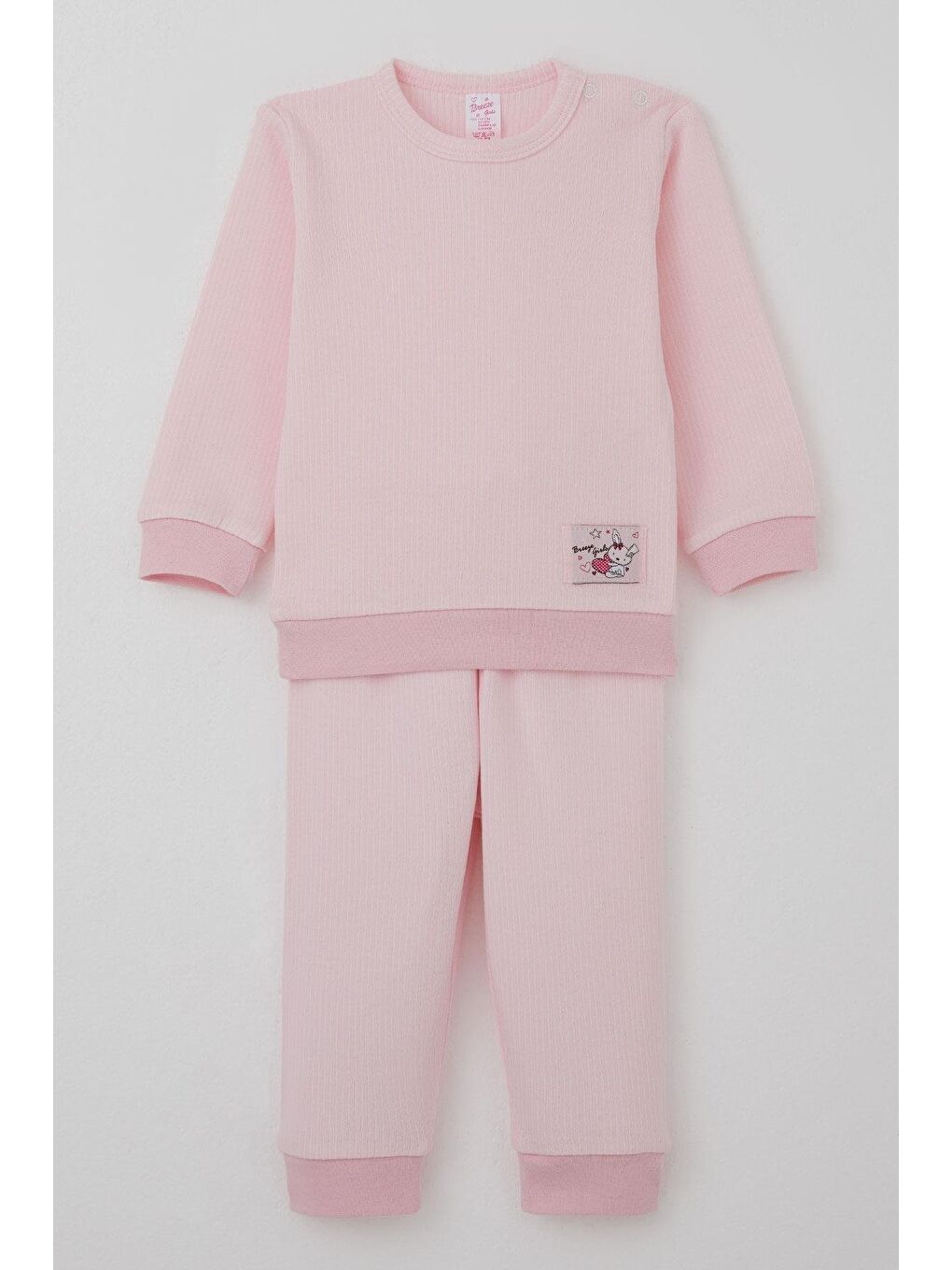 Kız Bebek Pijama Takımı Omuzdan Patlı Sevimli Minik Tavşancık Armalı Pembe (4 Ay-1 Yaş)