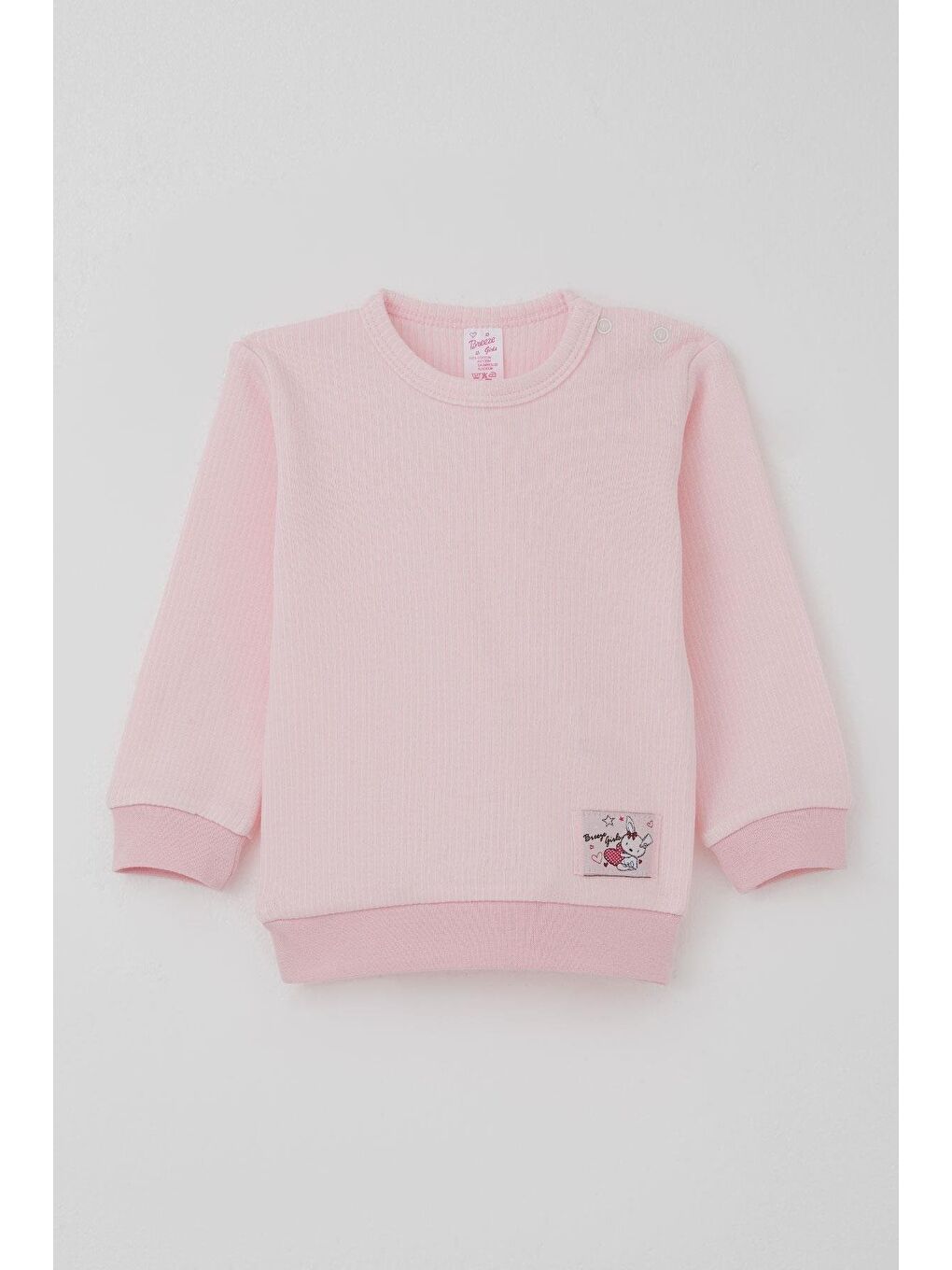 Kız Bebek Pijama Takımı Omuzdan Patlı Sevimli Minik Tavşancık Armalı Pembe (4 Ay-1 Yaş)-1