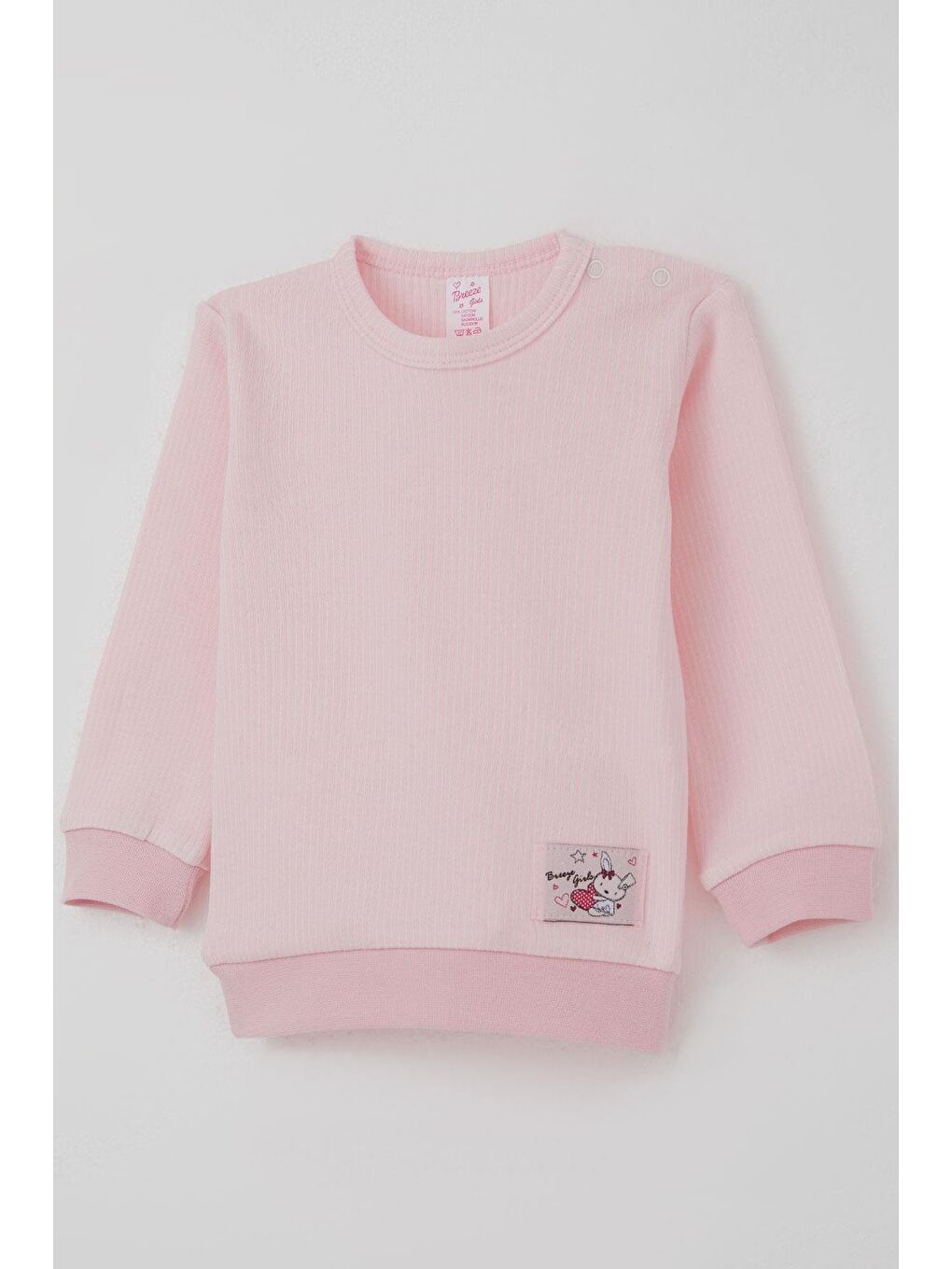 Kız Bebek Pijama Takımı Omuzdan Patlı Sevimli Minik Tavşancık Armalı Pembe (4 Ay-1 Yaş)-5