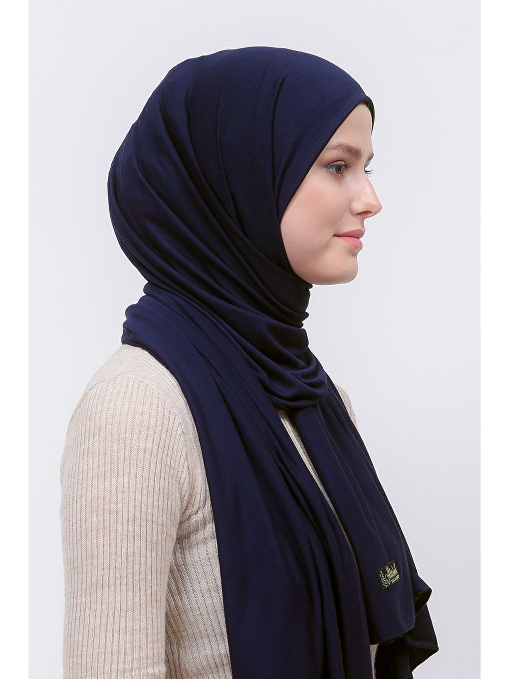 Lacivert Tesettür Düz Penye Şal-2