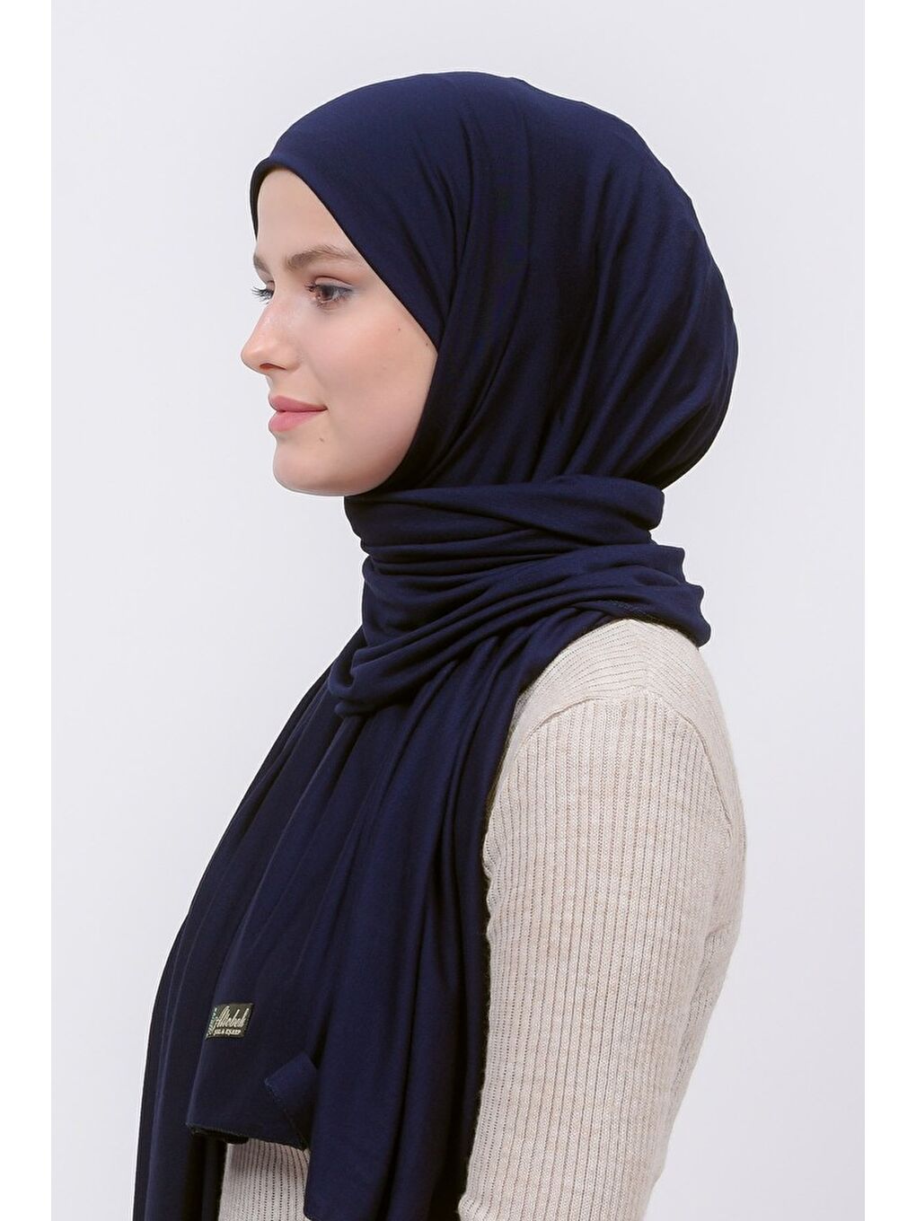 Lacivert Tesettür Düz Penye Şal-3