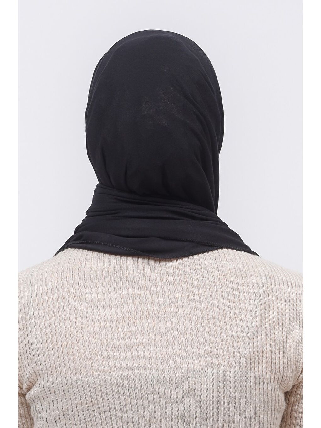 Siyah Tesettür Düz Penye Şal-4