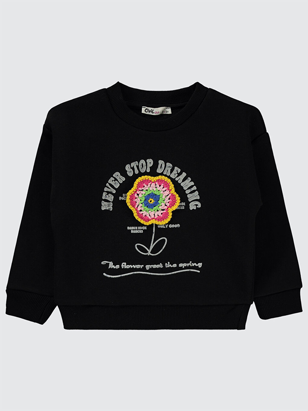 Civil Siyah Girls Kız Çocuk Sweatshirt 2-5 Yaş Siyah