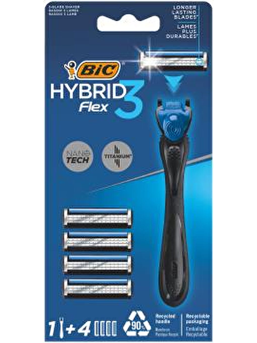 Bic Renksiz Flex 3 Hybrid Erkek Tıraş Bıçağı 1 Sap + 4 Başlık (3 Bıçak)