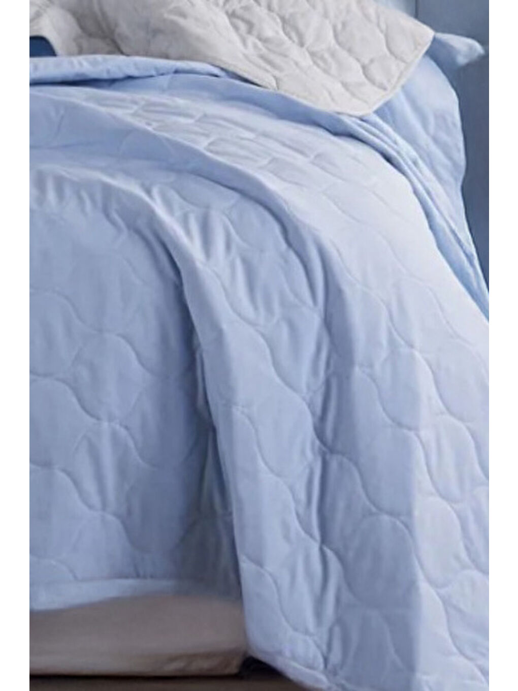 Kapitone Yatak Örtüsü Seti Tek Kişilik Solid A.Mavi-Gri-1