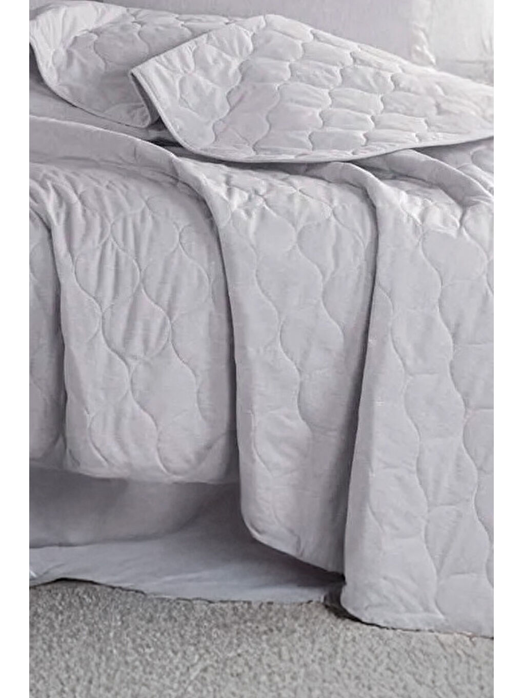 Kapitone Yatak Örtüsü Seti Tek Kişilik Solid Gri-1