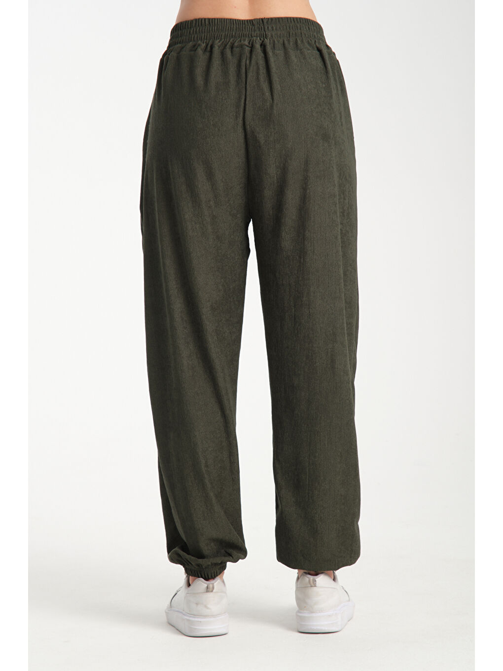 Haki Kadın Bel Ve Paça Lastikli Kadın Pantolon 1022-3