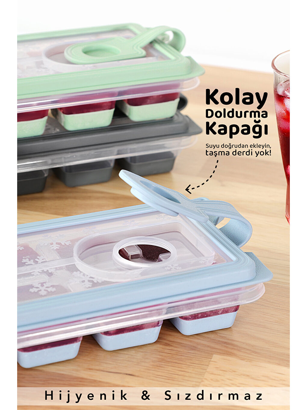 Karışık 3'lü Silikon Bas Çıkar Buzluk-2