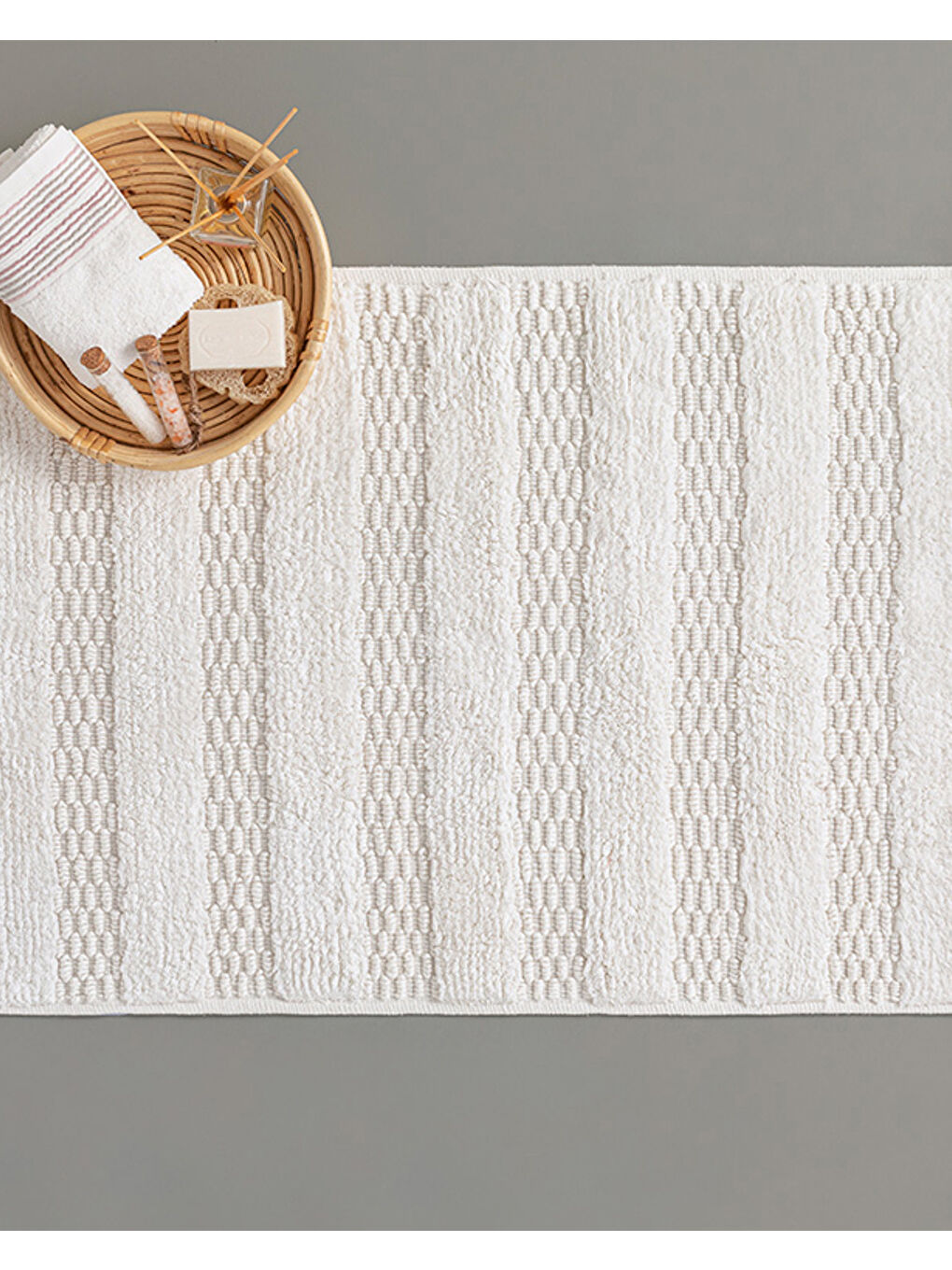 Ava Pamuklu Banyo Paspası Ekru