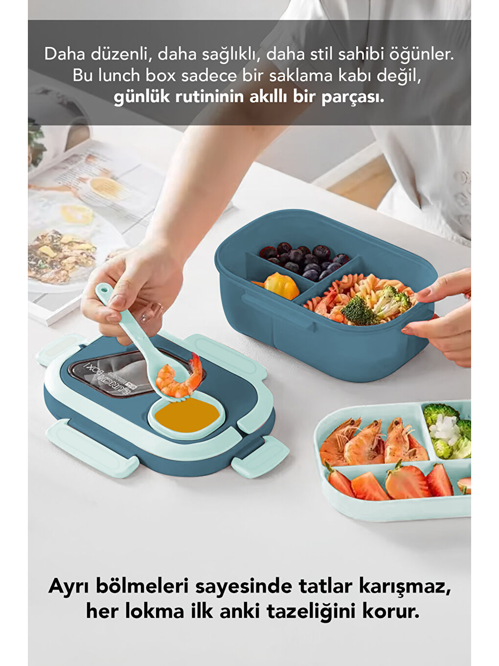 Mavi Bondie Kilitli Kapaklı Yemek Kabı-2